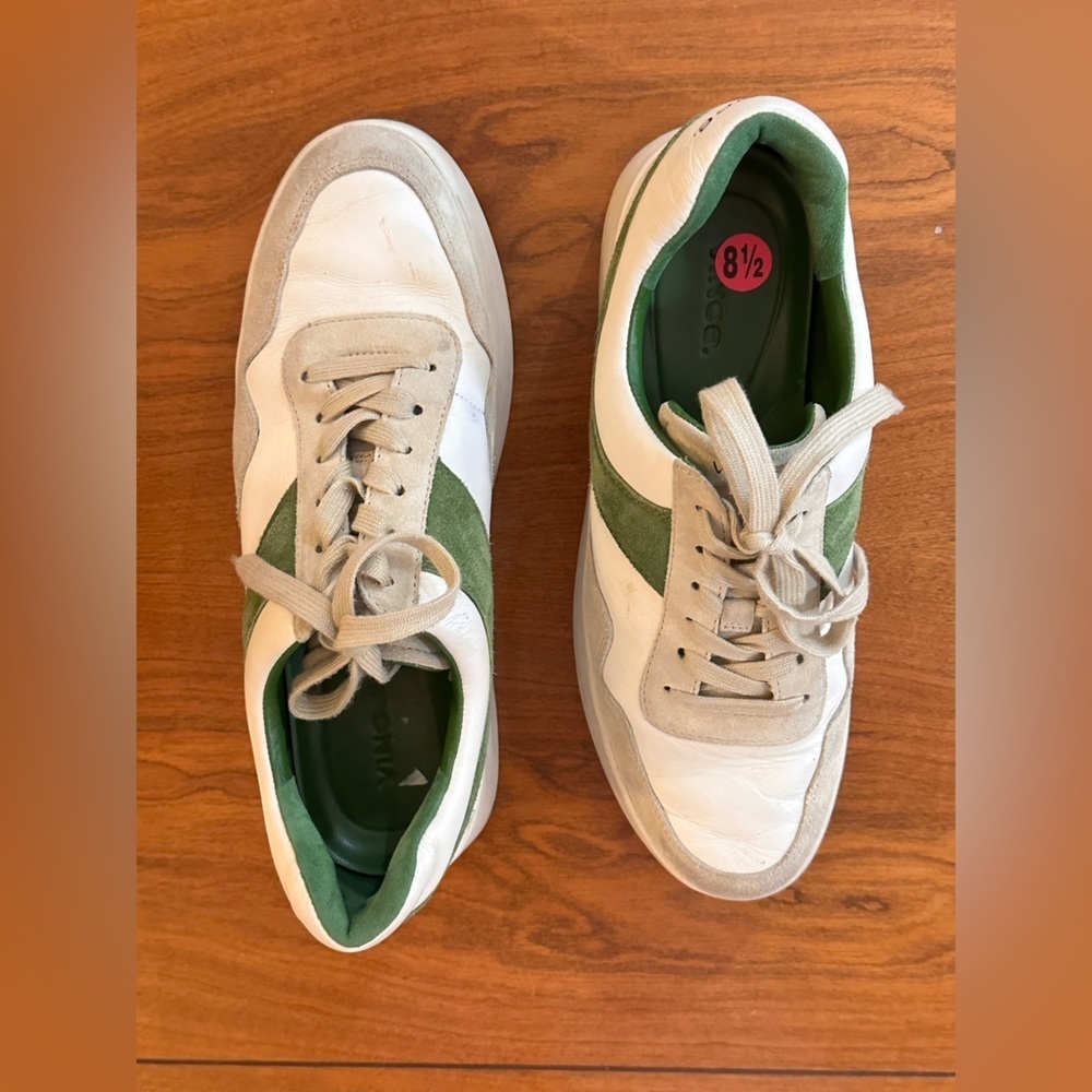 Vince Women’s Leather & Suede Low-Top Sneakers | Green & White Retro 8.5